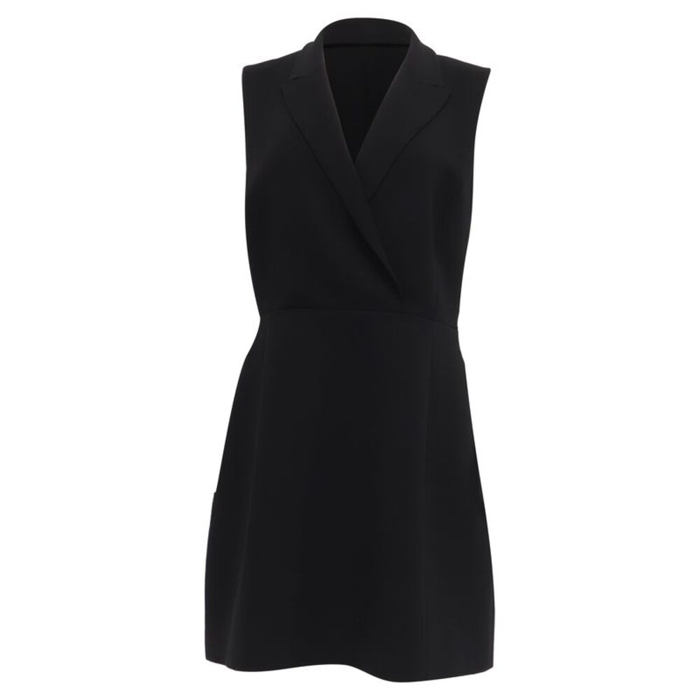 Theory Wrap-Effect Mini Dress in Black Triacetate
